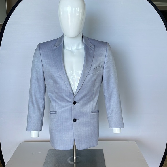 Versace Light Blue Herringbone Sport Jacket 48 Euro Short - Picture 3 of 14
